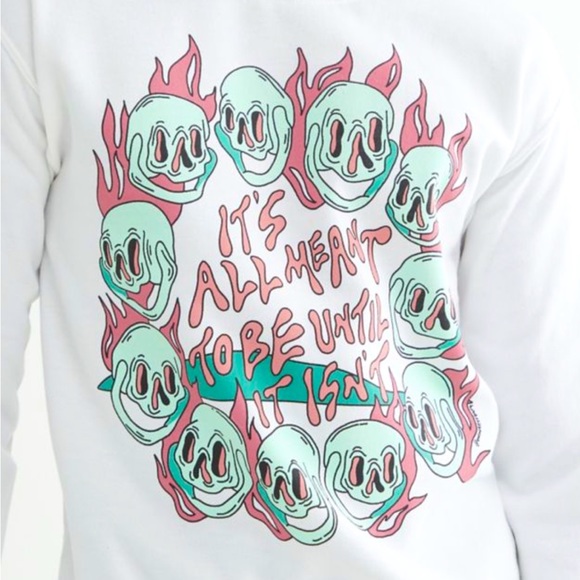 NWT UO Melting Skull Flames "Its All Meant To Be Until It Isn't" Emma Atterbury - Picture 2 of 2